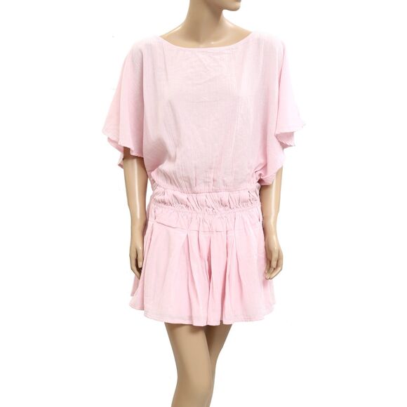 Free People Free-Est Sutton Mini Dress Flutter Sleeve Smocked Boat Neck M 283563 - Picture 5 of 9